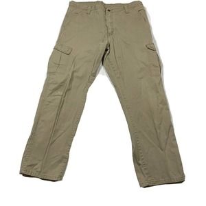 Wrangler Cargo Pants Mens 38x31 Beige Canvas Khaki‎ Cotton Workwear